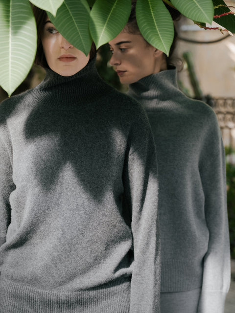 Pure Cashmere Maxi High Neck Sweater - Lèmme