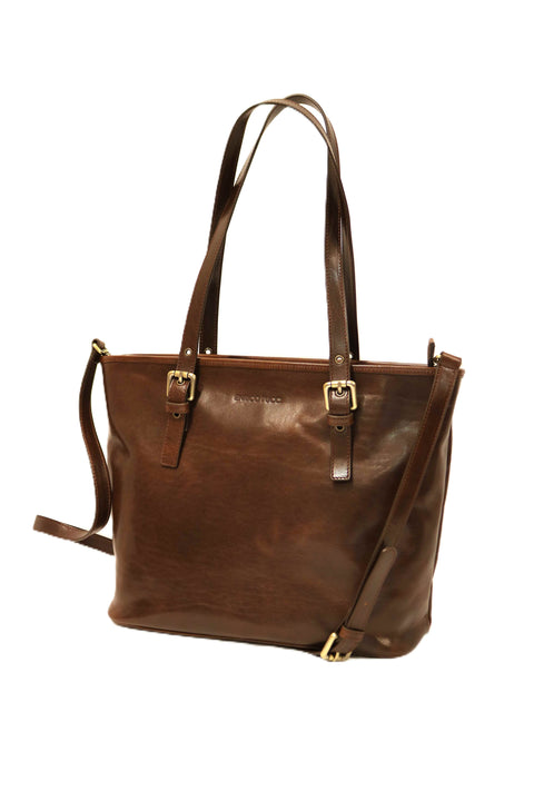 Tuscan Leather Two-Handle Shopper Bag with Zip - Silla G