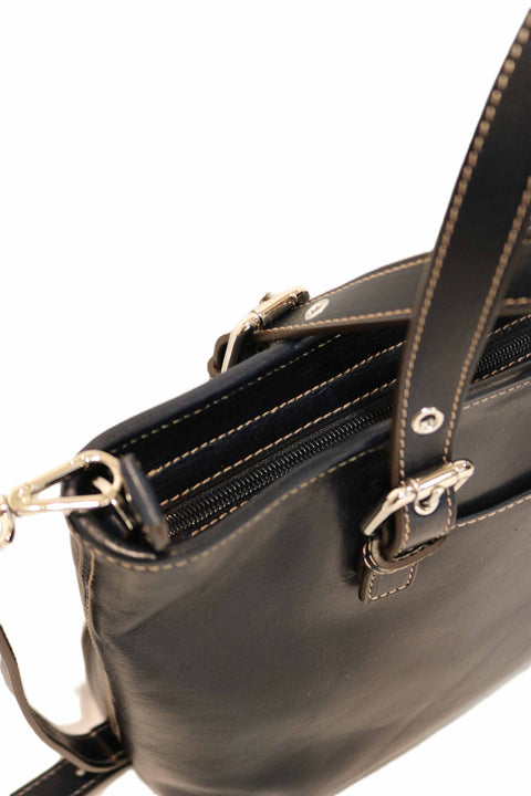 Tuscan Leather Two-Handle Shopper Bag with Zip - Silla M