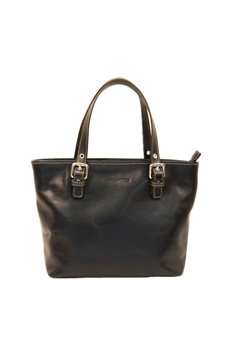 Tuscan Leather Two-Handle Shopper Bag with Zip - Silla M