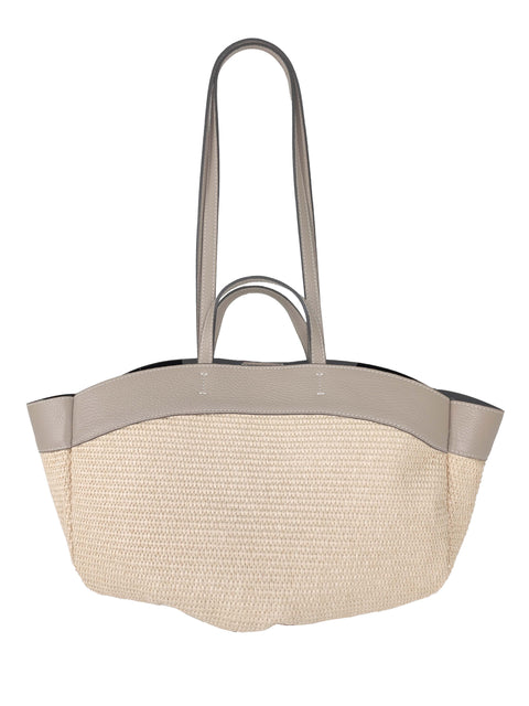 Tote Bag in Raffia and Leather Florence Leather