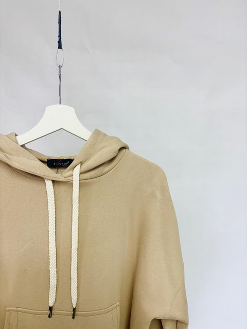 Beige Hoodie with Kangaroo Pocket SixStop