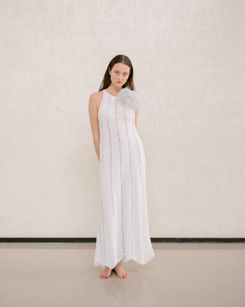 Fine Cotton Dress with Zig Zag Crochet - Lèmme
