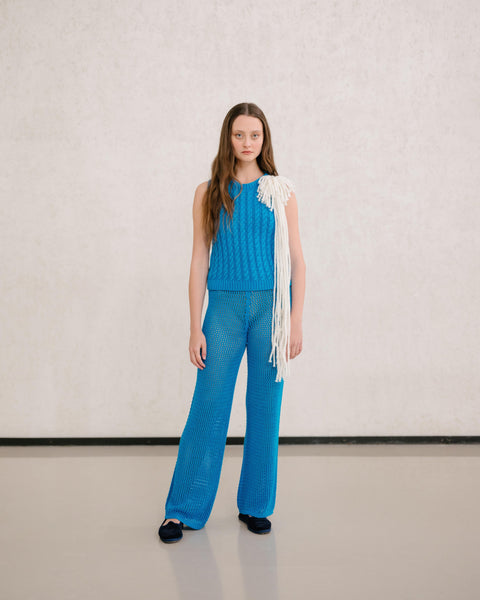 Fine Cotton Cable Tank Top (3D-Knit) - Lèmme