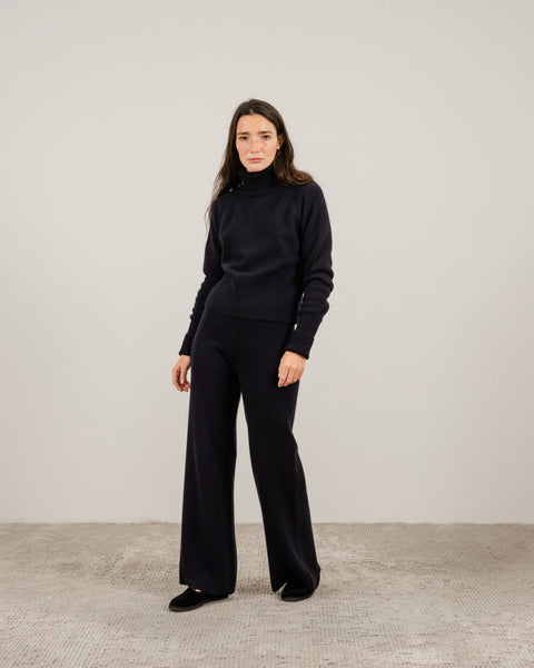 Cashmere Mix Roll-Up Cuff Turtleneck Sweater - Lèmme