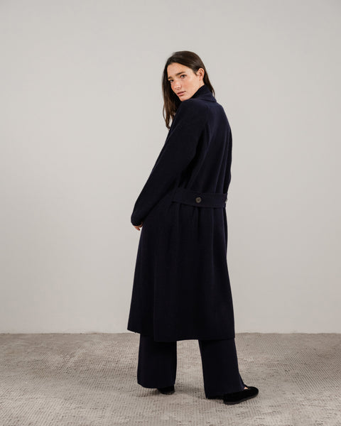 Cashmere Mix Shawl-Collar Maxi Ribbed Cardigan - Lèmme