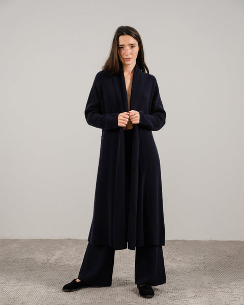 Cashmere Mix Shawl-Collar Maxi Ribbed Cardigan - Lèmme