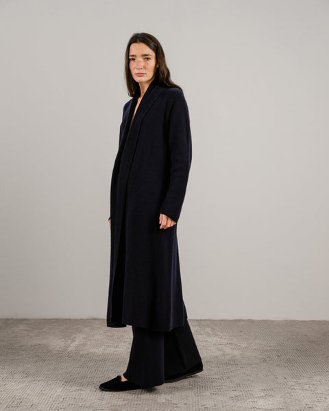 Cashmere Mix Shawl-Collar Maxi Ribbed Cardigan - Lèmme