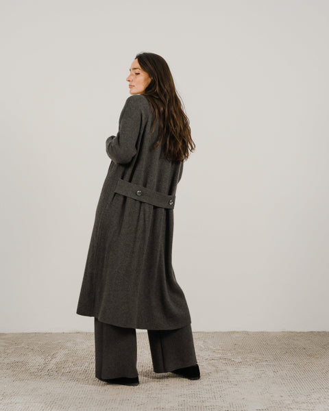 Cashmere Mix Shawl-Collar Maxi Ribbed Cardigan - Lèmme