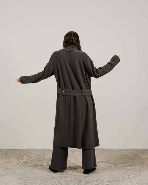 Cashmere Mix Shawl-Collar Maxi Ribbed Cardigan - Lèmme