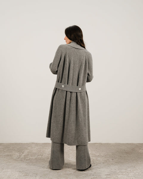 Cashmere Mix Shawl-Collar Maxi Ribbed Cardigan - Lèmme