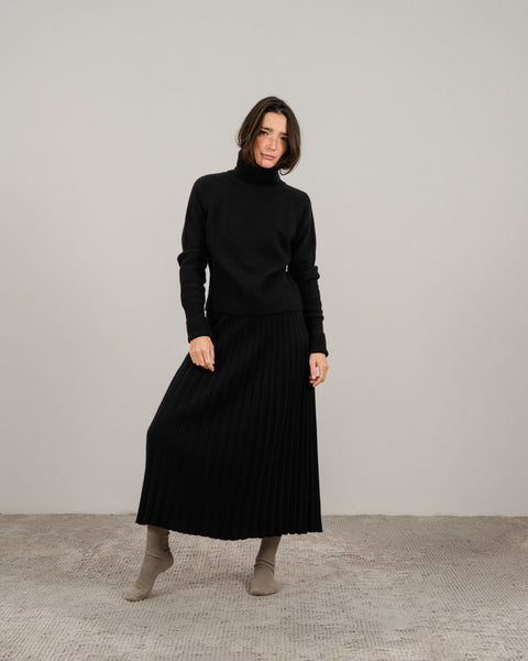 Cashmere Mix Plissè Skirt (3D-Knit) - Lèmme