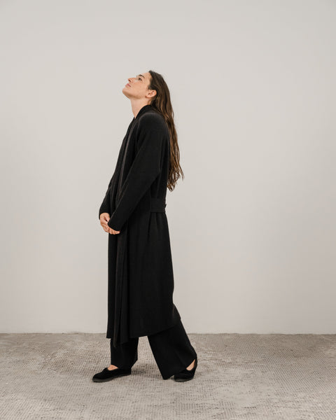 Cashmere Mix Shawl-Collar Maxi Ribbed Cardigan - Lèmme