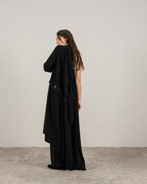 Cashmere Mix Shawl-Collar Maxi Ribbed Cardigan - Lèmme
