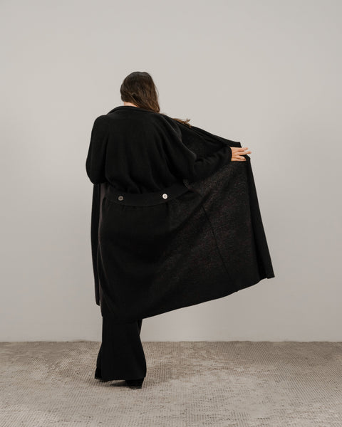 Cashmere Mix Shawl-Collar Maxi Ribbed Cardigan - Lèmme