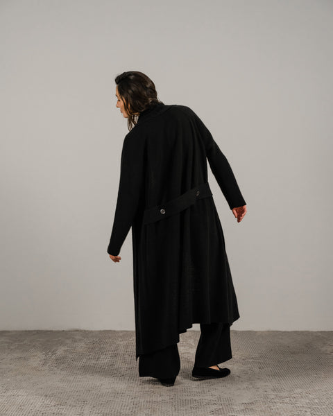 Cashmere Mix Shawl-Collar Maxi Ribbed Cardigan - Lèmme