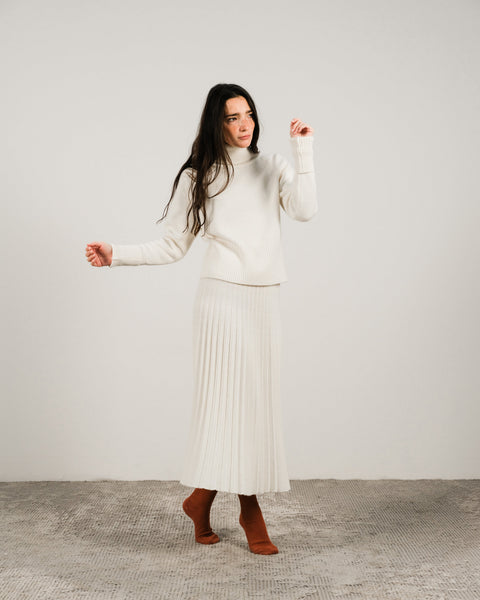 Cashmere Mix Plissè Skirt (3D-Knit) - Lèmme