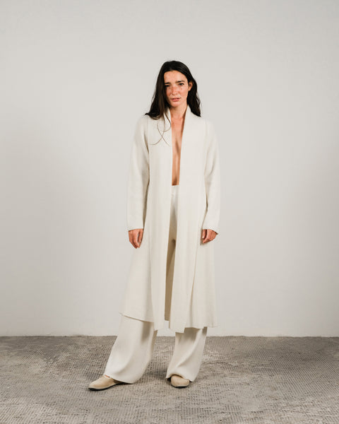 Cashmere Mix Shawl-Collar Maxi Ribbed Cardigan - Lèmme