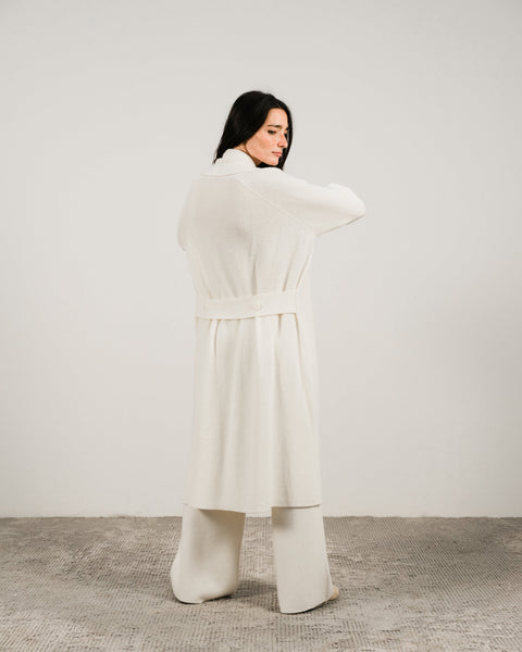 Cashmere Mix Shawl-Collar Maxi Ribbed Cardigan - Lèmme