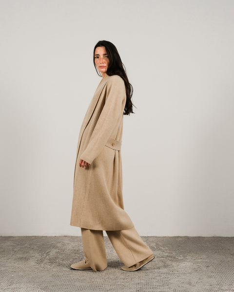 Cashmere Mix Shawl-Collar Maxi Ribbed Cardigan - Lèmme