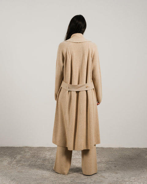 Cashmere Mix Shawl-Collar Maxi Ribbed Cardigan - Lèmme