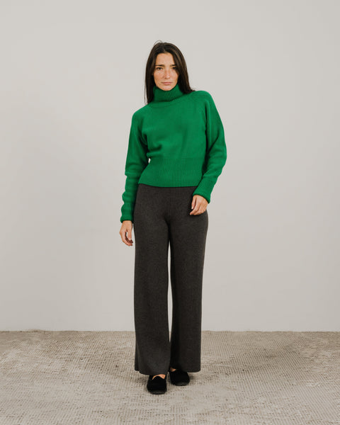 Cashmere Mix Roll-Up Cuff Turtleneck Sweater - Lèmme