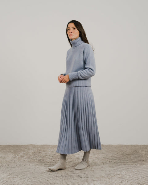 Cashmere Mix Roll-Up Cuff Turtleneck Sweater - Lèmme