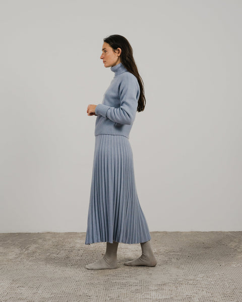 Cashmere Mix Roll-Up Cuff Turtleneck Sweater - Lèmme