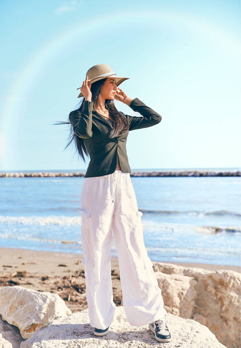 Pamela in paper and raffia jersey sewn Petracci