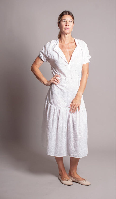Winona – Midi Shirt Dress with Short Sleeves – Relaxed Fit