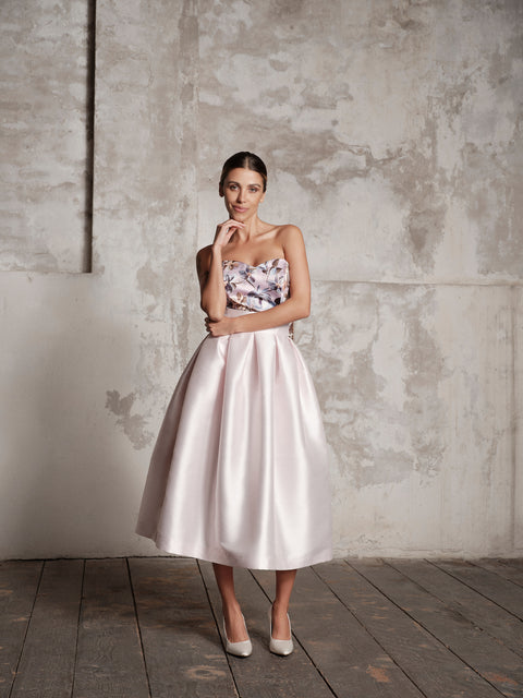Top - Mikado Decollete Flowers Roberta Longo