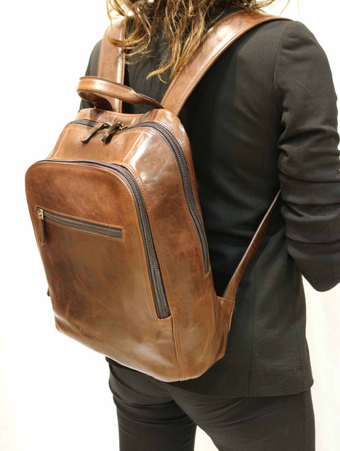 Tuscan Leather Backpack with Double Zip