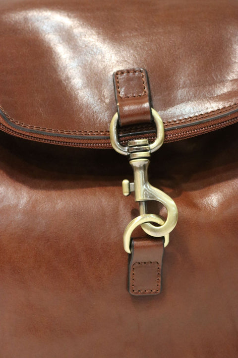 Tuscan Leather Backpack with Snap Hook Closure