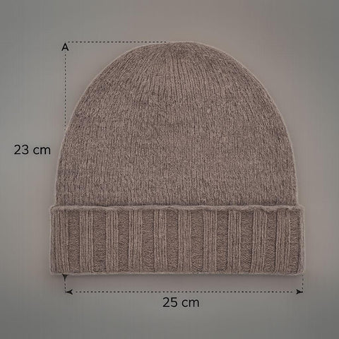 Smooth unisex beanie with ribbed cuff, 100% cashmere - Due Toscani