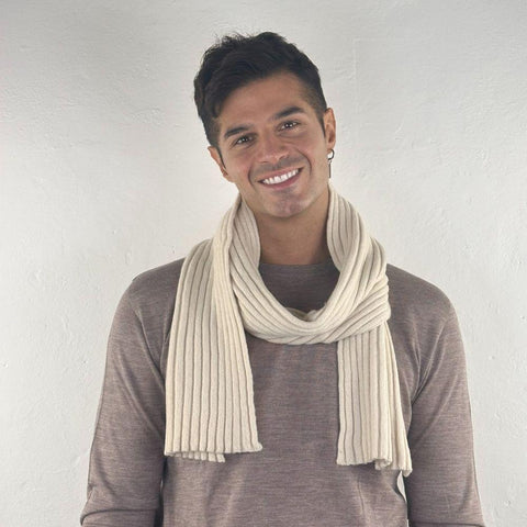 Super Soft Unisex Ribbed Scarf in Pure Recycled Cashmere 25x160 cm - Due Toscani