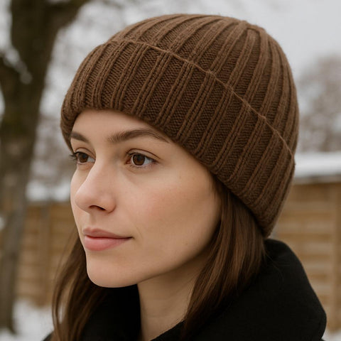 Unisex Pure Cashmere Ribbed Hat - Due Toscani