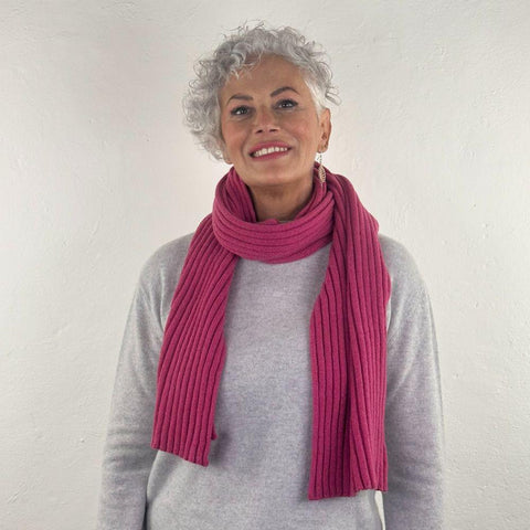 Super Soft Unisex Ribbed Scarf in Pure Recycled Cashmere 25x160 cm - Due Toscani