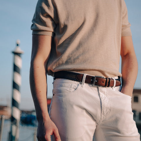 Belt - Royal Blue & Brown Armeria Meschieri