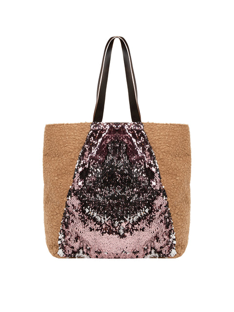 Bouclé ​​Shopper Bag With Reversible Sequins Apiedinudinelparco