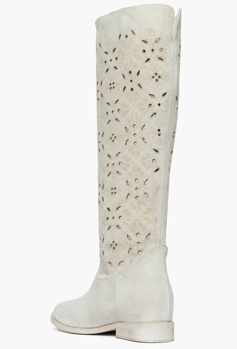 Women's perforated suede boots with hidden wedge - Alex Roma 100