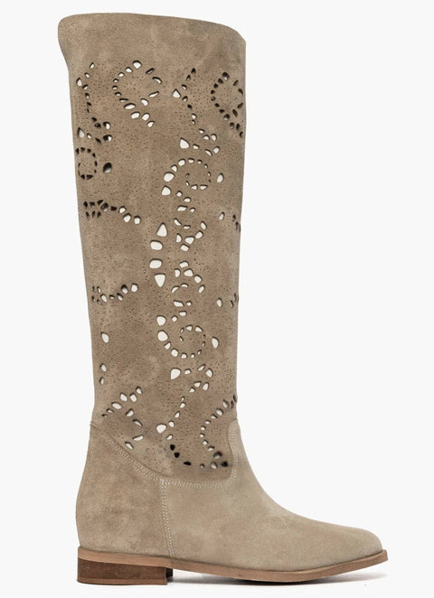 Women's perforated suede boots with hidden wedge - Alex Roma 100