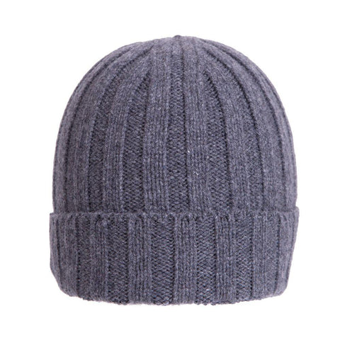 Recycled cashmere ribbed beanie - Due Toscani
