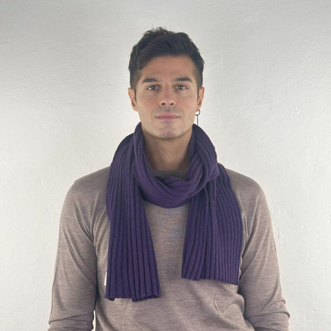 Super Soft Unisex Ribbed Scarf in Pure Recycled Cashmere 25x160 cm - Due Toscani