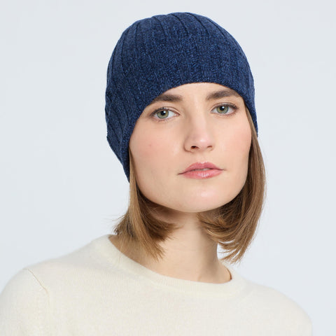 Due Toscani Ribbed Hat in Pure Cashmere Moulinè Colors - Due Toscani