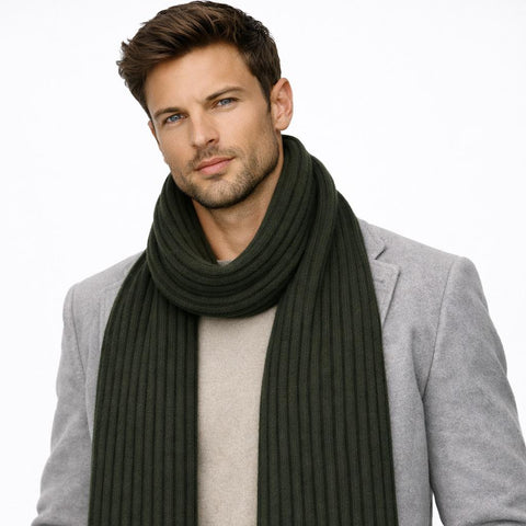 Super Soft Unisex Ribbed Scarf in Pure Cashmere 30x180 cm - Due Toscani