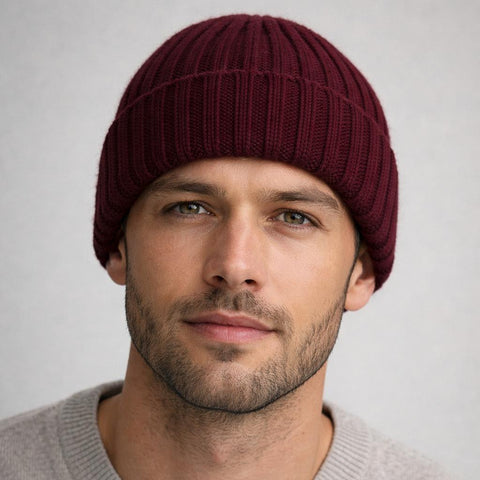 100% superior cashmere ribbed hat by Due Toscani Made in Tuscany - Due Toscani