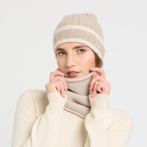 Women's Pure Cashmere Plain Knit Neck Warmer in High Quality Plain Knit - Due Toscani
