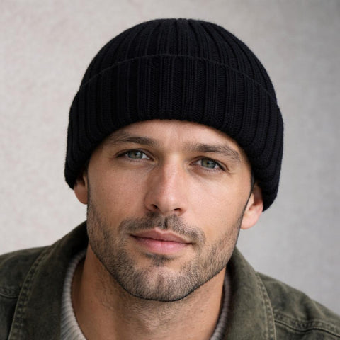 100% superior cashmere ribbed hat by Due Toscani Made in Tuscany - Due Toscani