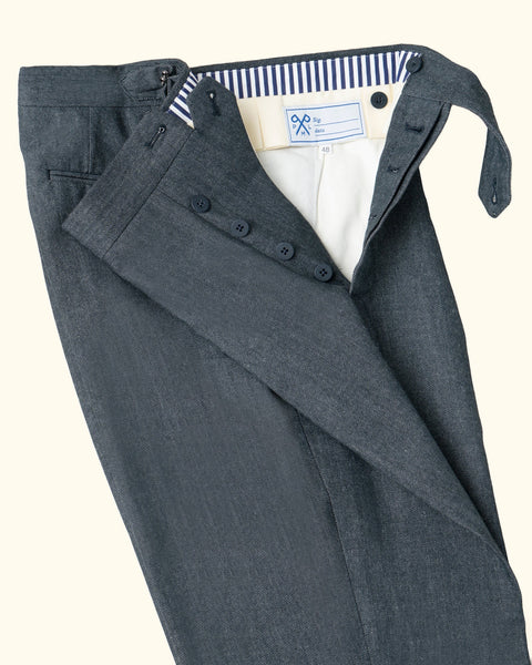 Trousers - Heavy Cotton Grey Pommella Napoli