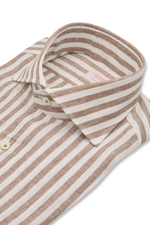 Striped Linen Shirt Brown Cordone 1956
